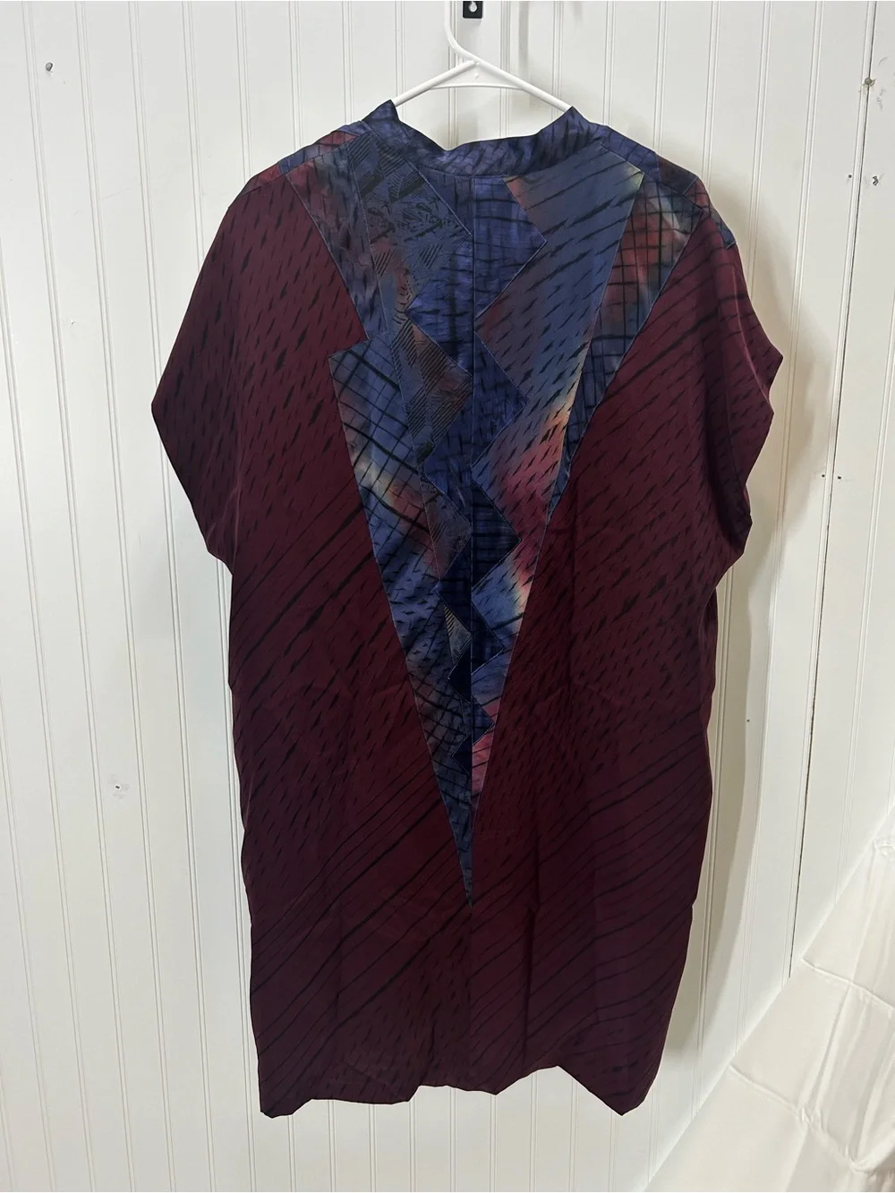 Rare VTG Joyce fogle 100% silk patchwork open tunic kimono artsy  LG designer - Picture 2 of 6